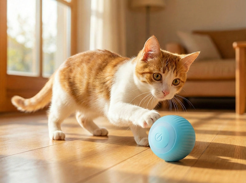 Pelota Interactiva Automática para Mascotas con Movimiento y Luz